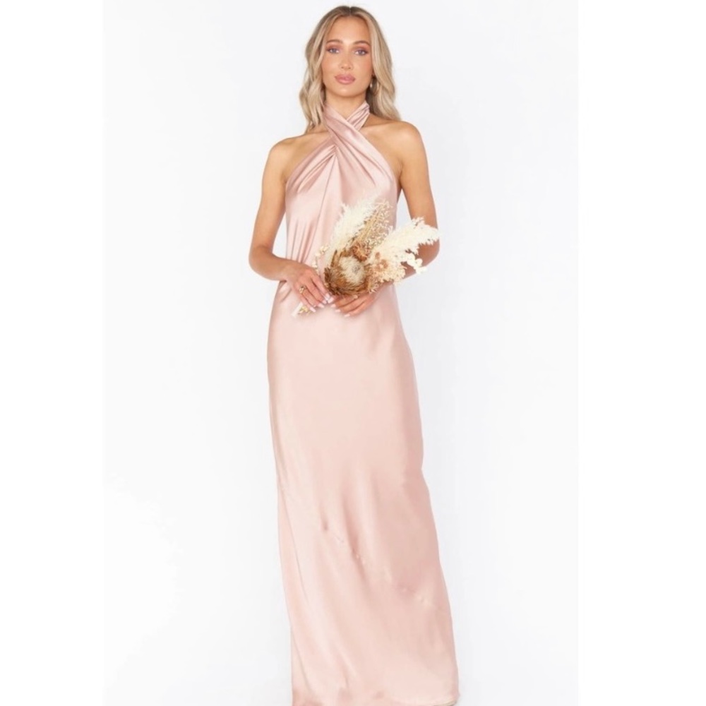 Jasmine Halter Maxi Dress rose gold